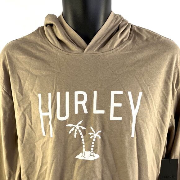 New Mens Hurley Long Sleeve Hoodie Tee T-Shirt Sz S NWT Palm Tree - Picture 2 of 8